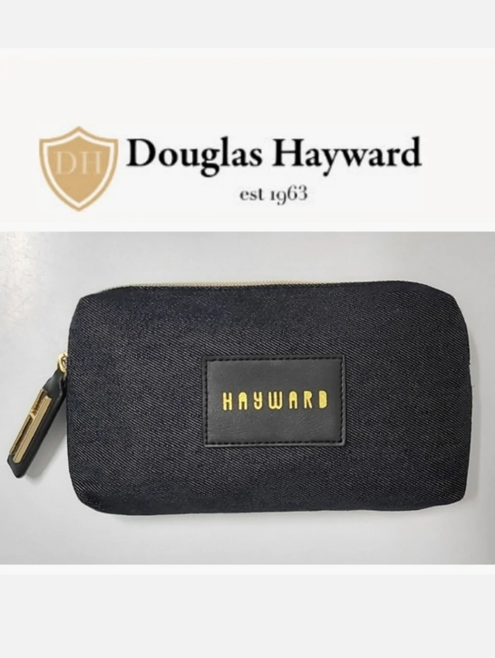 Douglas Hayward London Signature Dark Wash Denim Makeup Accessory Bag